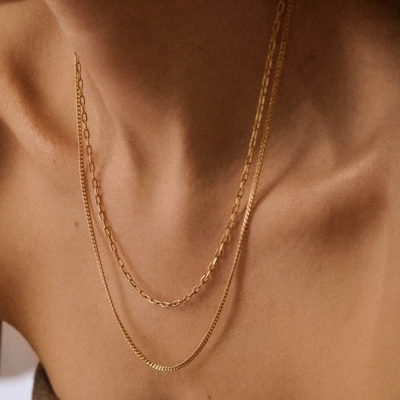 Layered Link Necklace Set | 18k Gold Filled - Picture 3 of 10